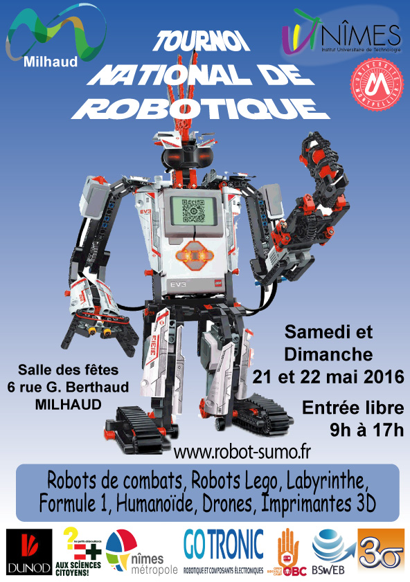 Affiche du tournoi national de robotique de Nîmes